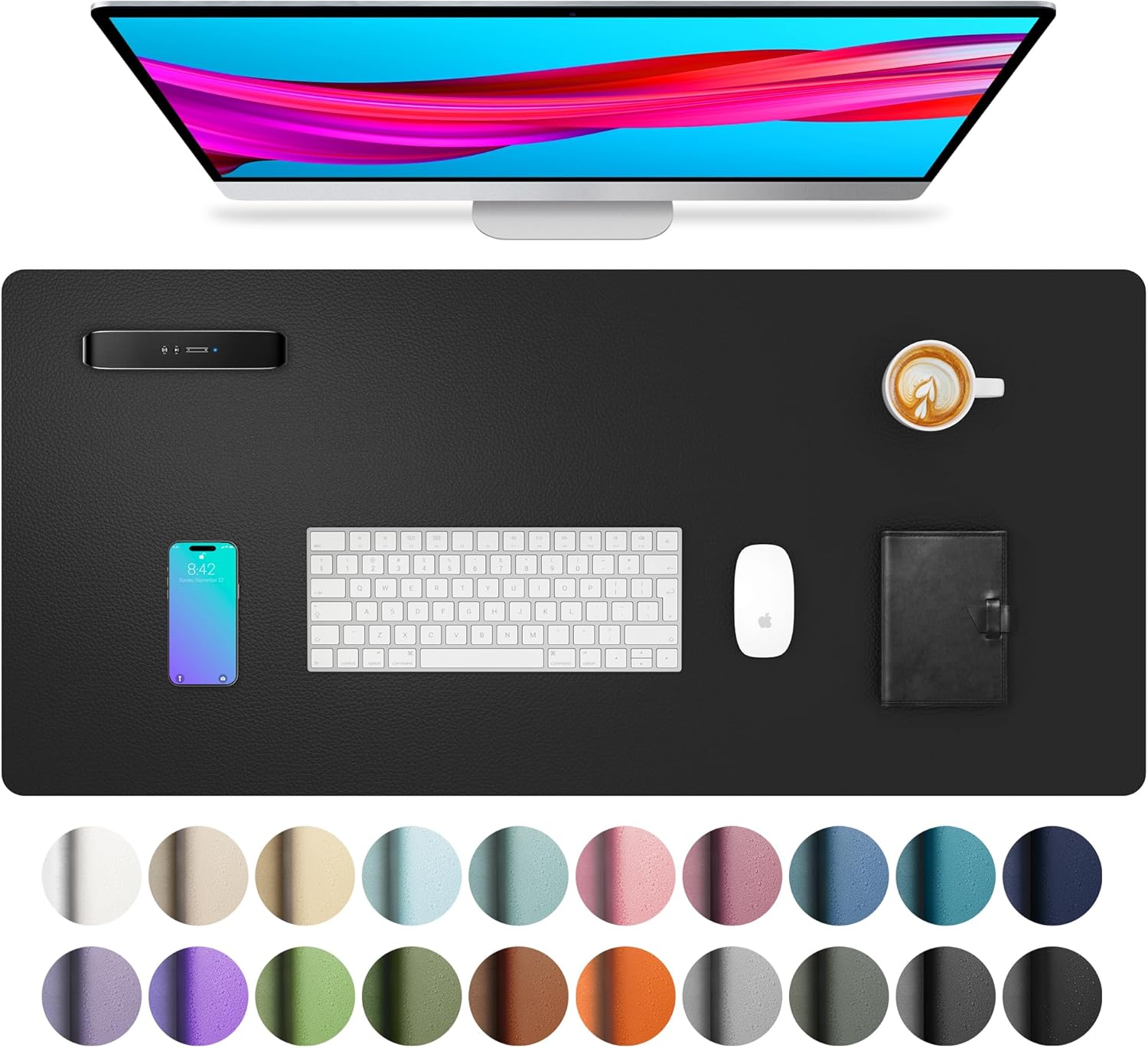 Leather Desk Pad - Non-Slip Waterproof PU Leather Desk Pad