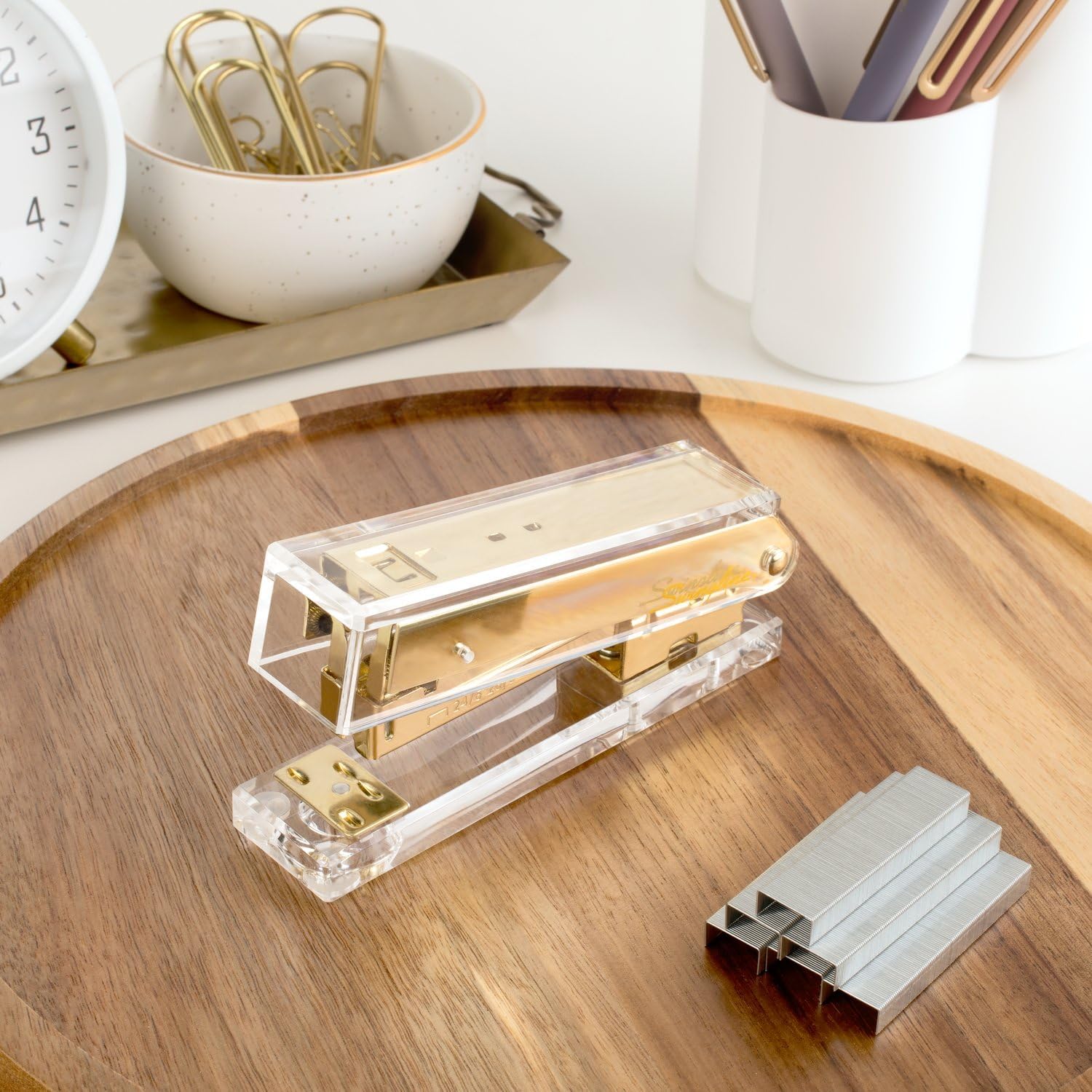 Swingline Compact Clear Acryli - đánh giá và giá Stapler Half Strip