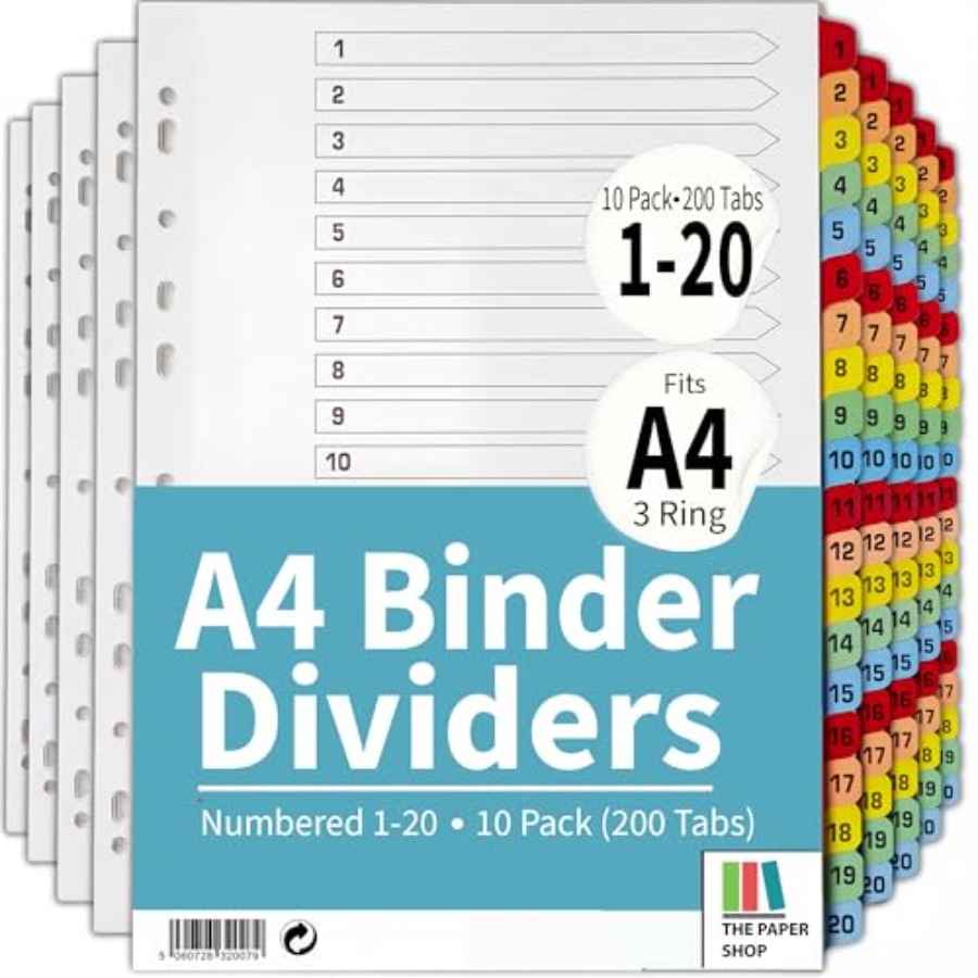 Binder Dividers with Tabs -20  - đánh giá và giá Tab Divider A4