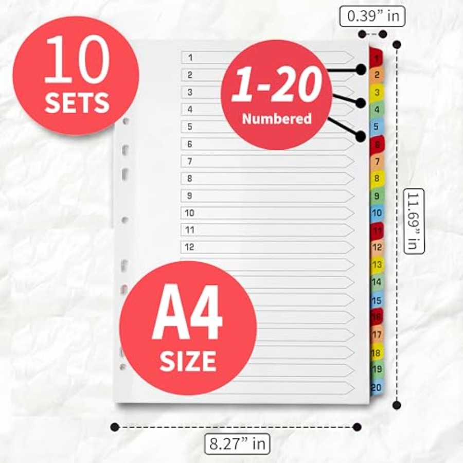 Binder Dividers with Tabs -20  - đánh giá và giá Tab Divider A4