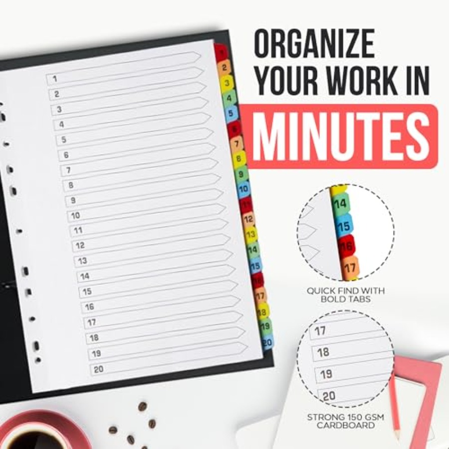 Binder Dividers with Tabs -20  - đánh giá và giá Tab Divider A4