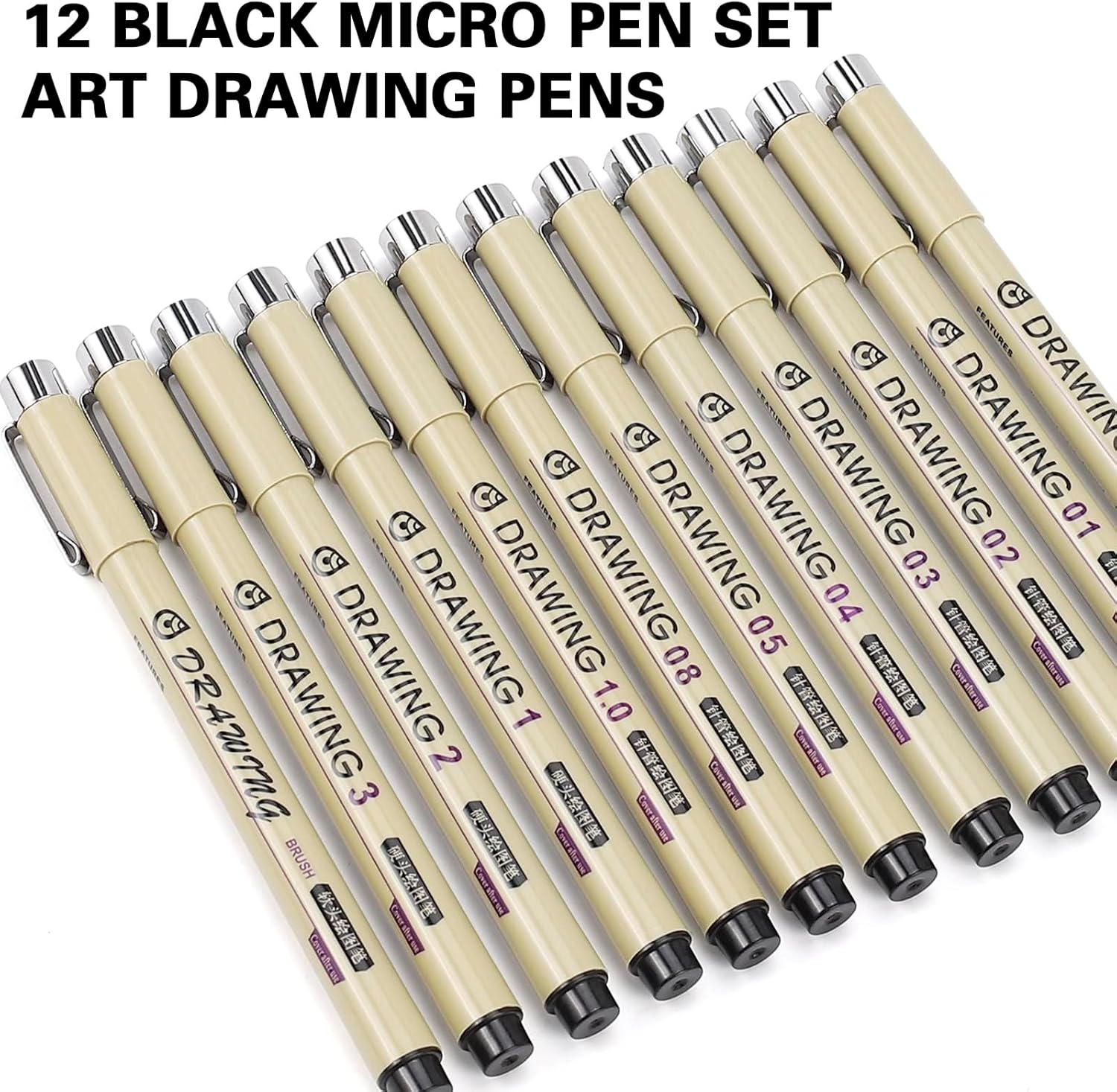 12 Black Fine Line Drawing Pen - đánh giá và giá Archive Box Set