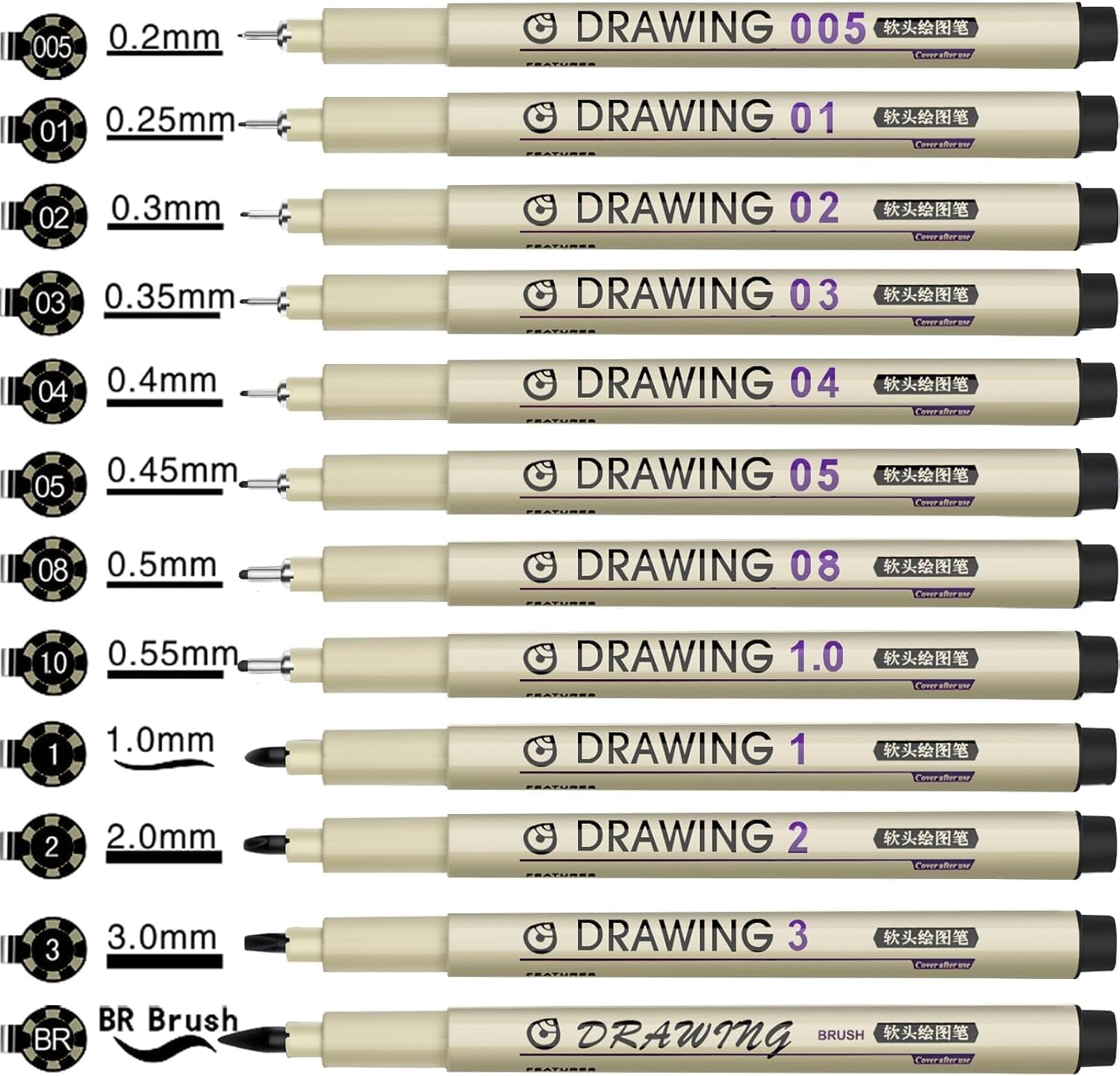 12 Black Micro Fineliner Drawi - đánh giá và giá Archive Box Set