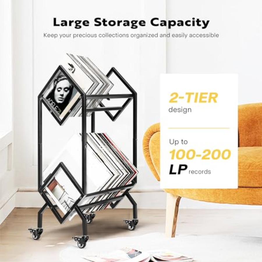 Vinyl Record Storage Rack, 2 T - đánh giá và giá Magazine Holder Rack